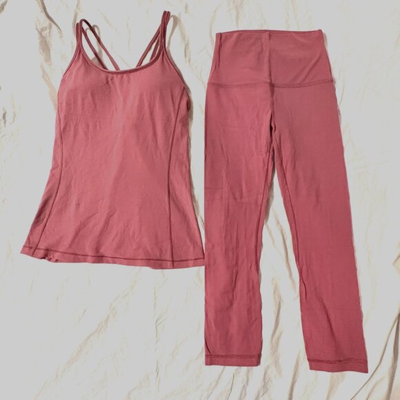 Lululemon Free To Be Tank 4 & Align Crop Leggings 2 Yoga Set Misty Merlot - Picture 15 of 15